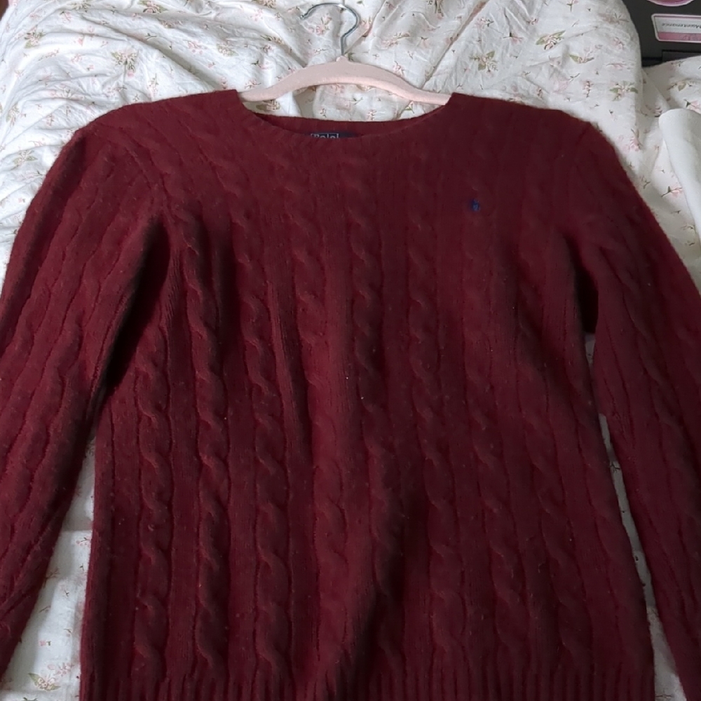 Ralph Lauren Dark Red Cable Knit Sweater